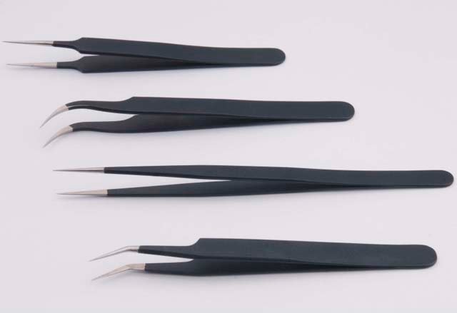 Antistatic Stainless Steel Tweezers,Black